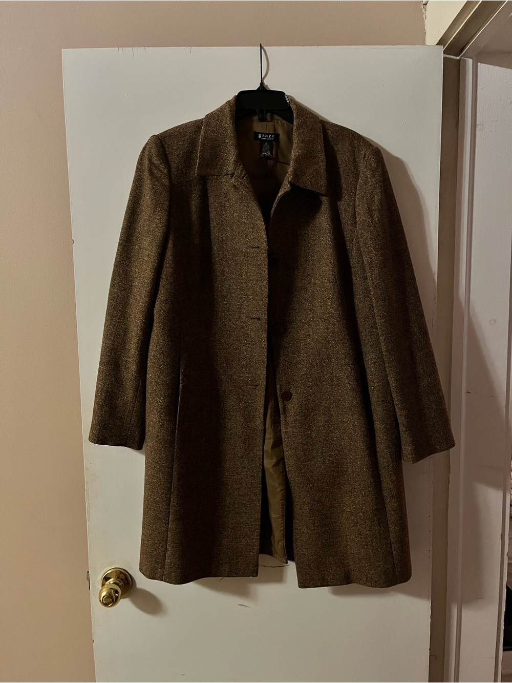 Grace Brown wool Blend Single-Breasted Pea Coat